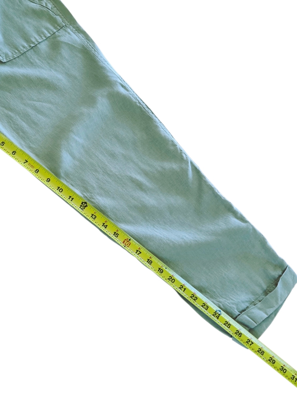 Tahari Linen Trousers Cuffed Relaxed Utility High Waisted Sage Green Size L - Picture 12 of 15